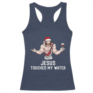 Funny Christmas Wine Racerback Tank Top Jesus Drank Wine TS14 Navy Print Your Wear