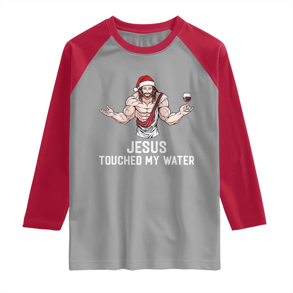 Funny Christmas Wine Raglan Shirt Jesus Drank Wine TS14 Sport Gray Red Print Your Wear