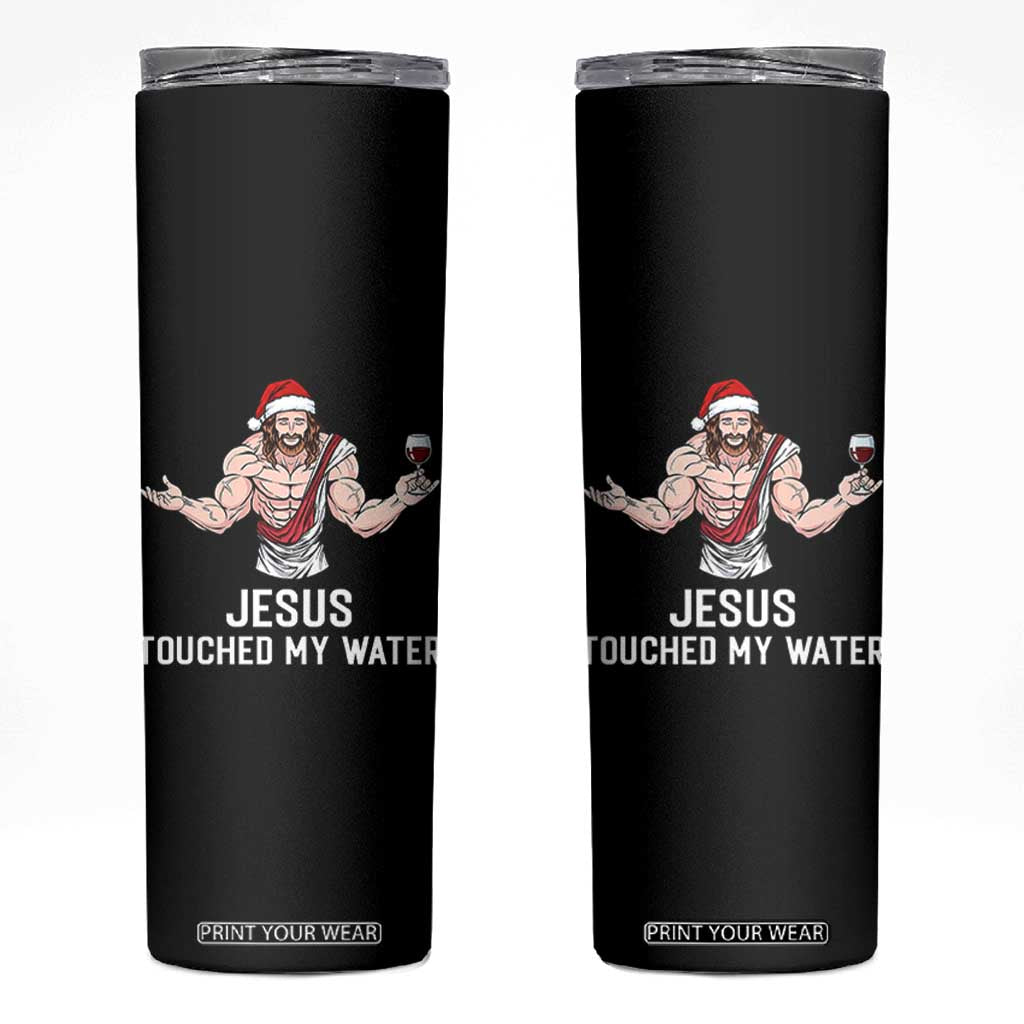 Funny Christmas Wine Skinny Tumbler Jesus Drank Wine TS14 Black Print Your Wear