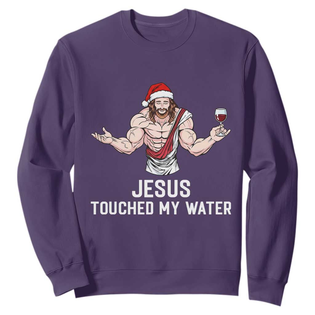 Funny Christmas Wine Sweatshirt Jesus Drank Wine TS14 Purple Print Your Wear