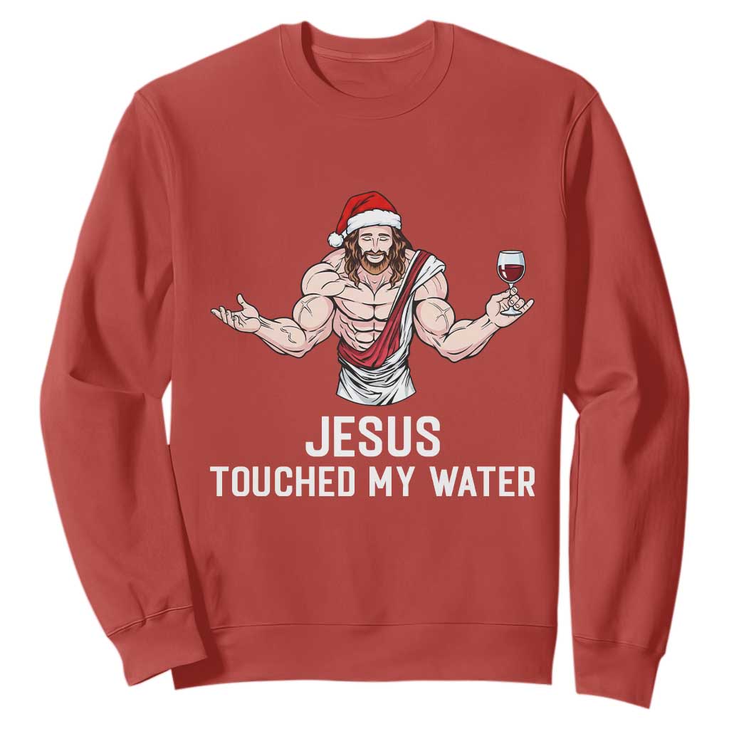 Funny Christmas Wine Sweatshirt Jesus Drank Wine TS14 Red Print Your Wear