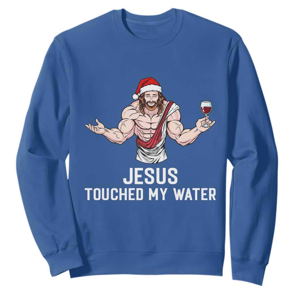 Funny Christmas Wine Sweatshirt Jesus Drank Wine TS14 Royal Blue Print Your Wear