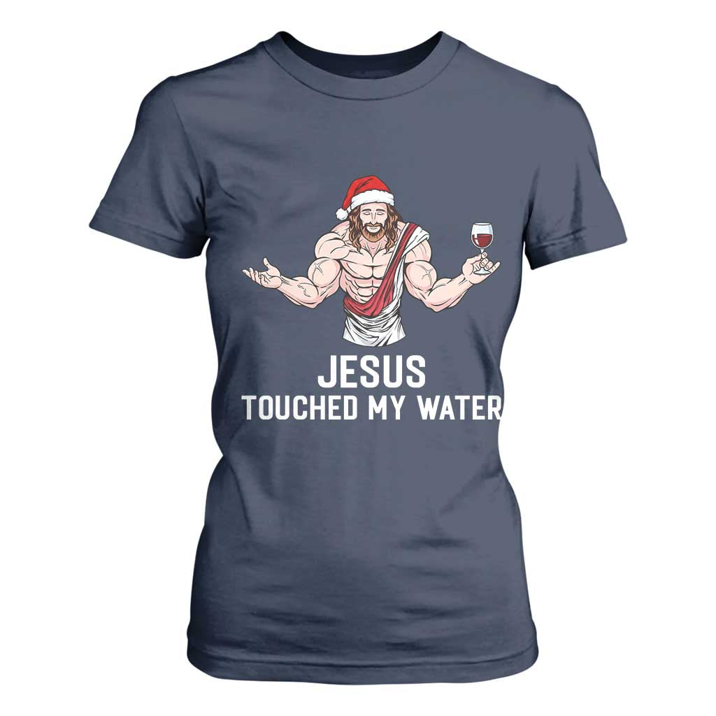 Funny Christmas Wine T Shirt For Women Jesus Drank Wine TS14 Navy Print Your Wear