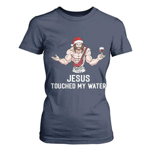Funny Christmas Wine T Shirt For Women Jesus Drank Wine TS14 Navy Print Your Wear