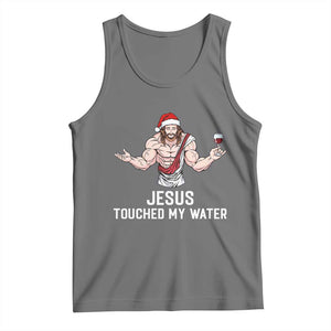 Funny Christmas Wine Tank Top Jesus Drank Wine TS14 Black Heather Print Your Wear