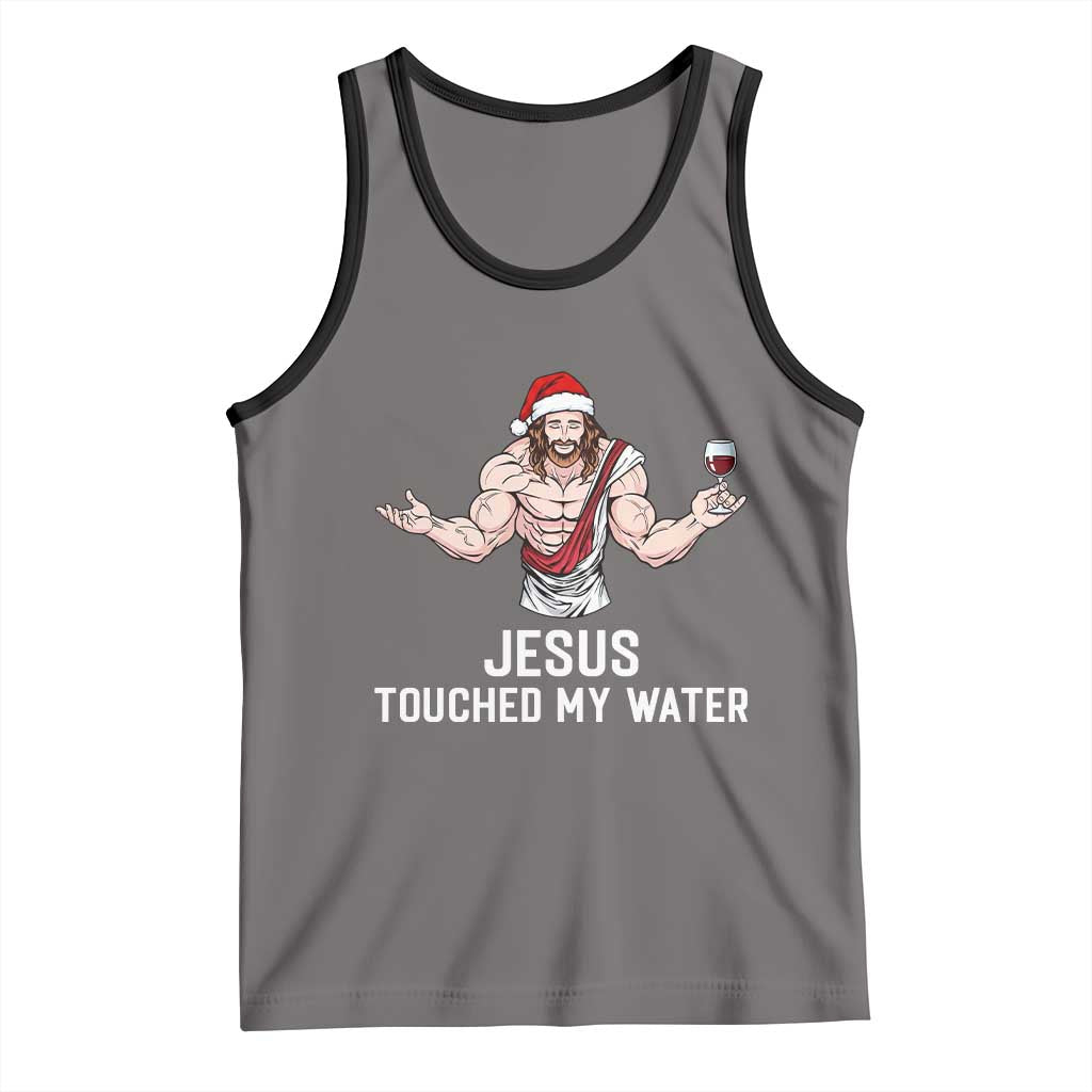 Funny Christmas Wine Tank Top Jesus Drank Wine TS14 Deep Heather Black Print Your Wear