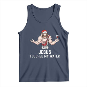 Funny Christmas Wine Tank Top Jesus Drank Wine TS14 Navy Print Your Wear