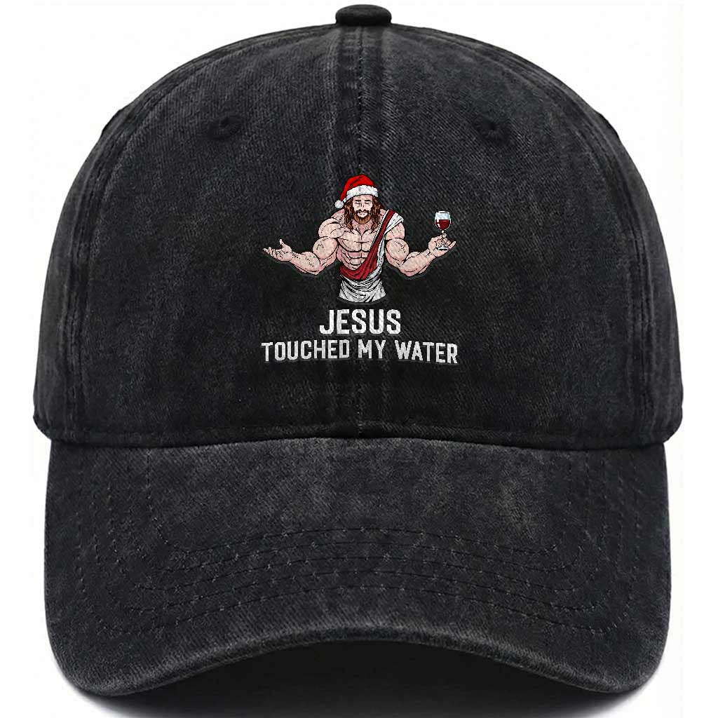 Funny Christmas Wine Washed Cotton Baseball Cap Jesus Drank Wine TS14 Washed Cap Universal Fit Black Print Your Wear