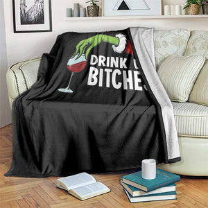 Funny Christmas Wine Throw Blanket Drink Up Bitches TS14 Print Your Wear