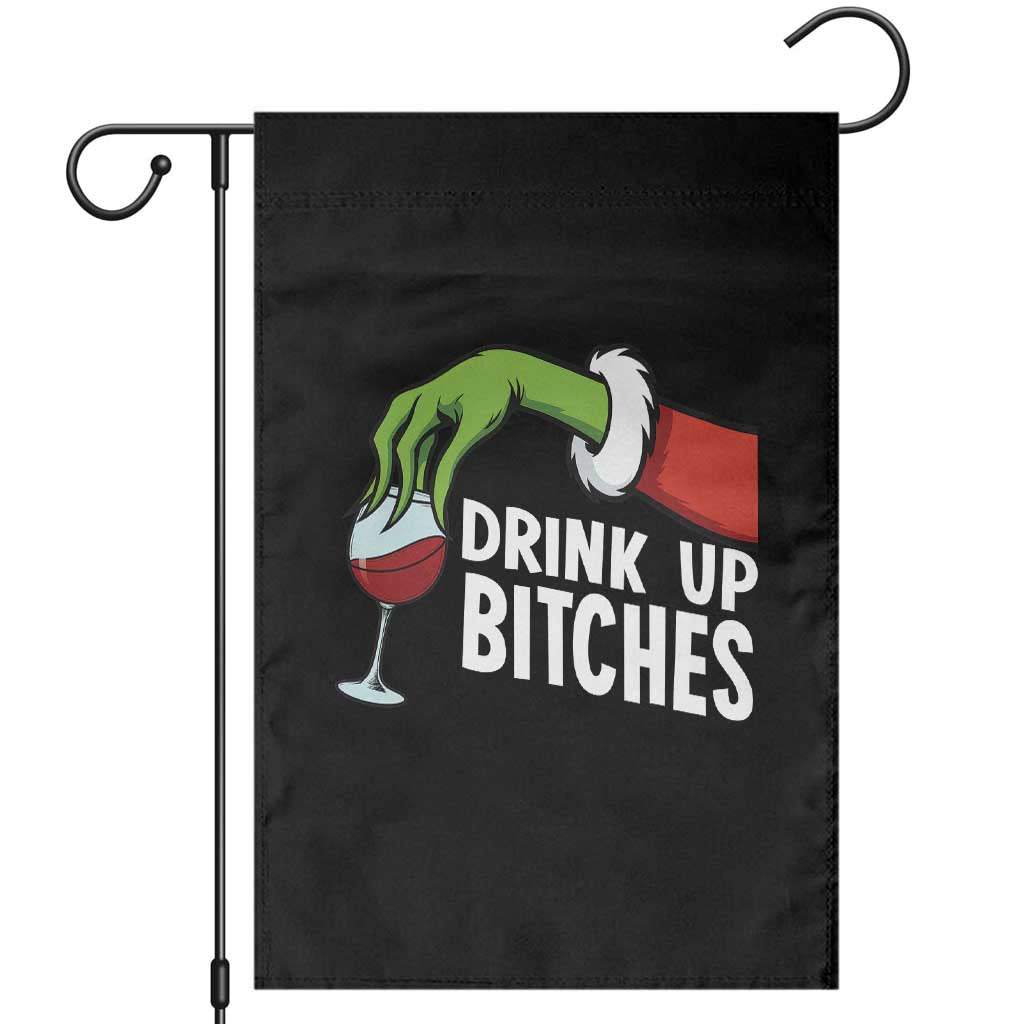 Funny Christmas Wine Garden Flag Drink Up Bitches TS14 Black Print Your Wear
