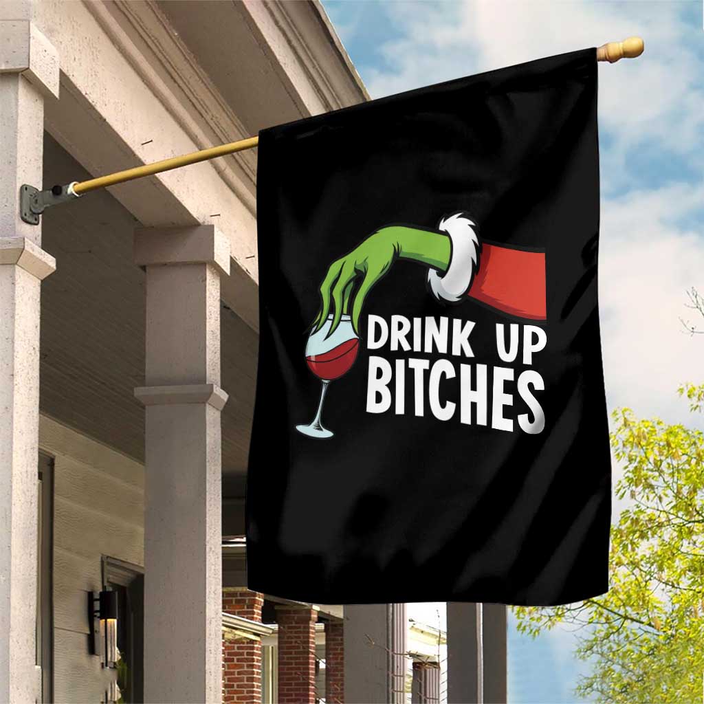 Funny Christmas Wine Garden Flag Drink Up Bitches TS14 Print Your Wear