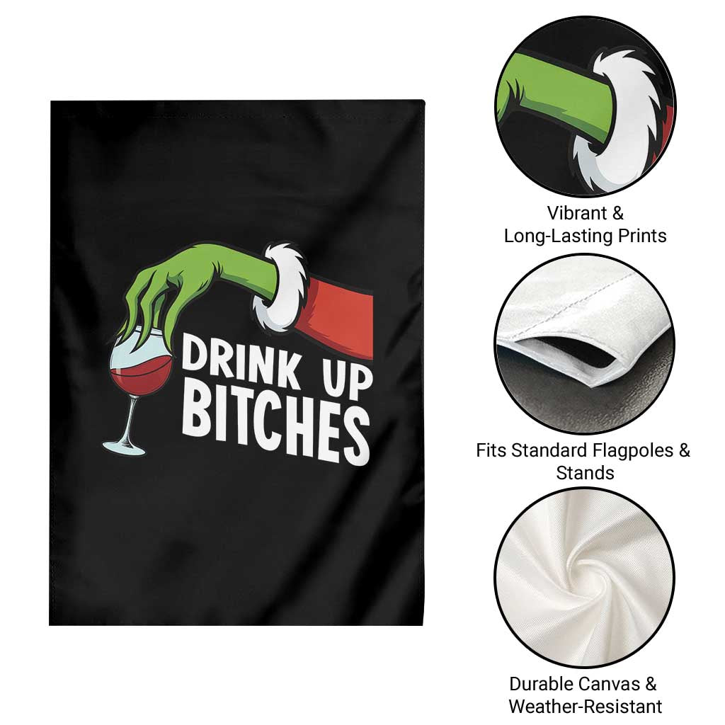 Funny Christmas Wine Garden Flag Drink Up Bitches TS14 Print Your Wear