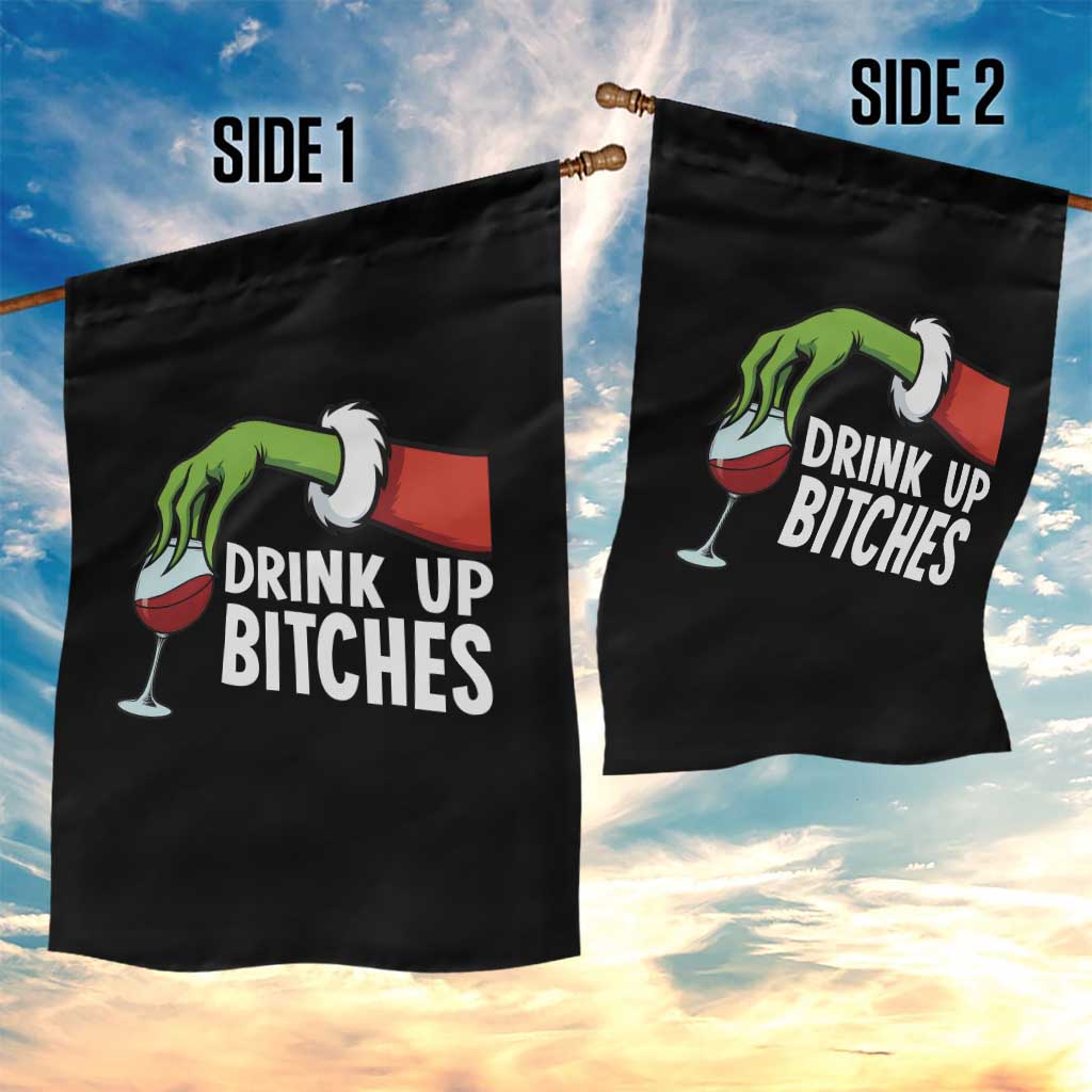 Funny Christmas Wine Garden Flag Drink Up Bitches TS14 Print Your Wear