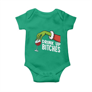Funny Christmas Wine Baby Onesie Drink Up Bitches TS14 Irish Green Print Your Wear