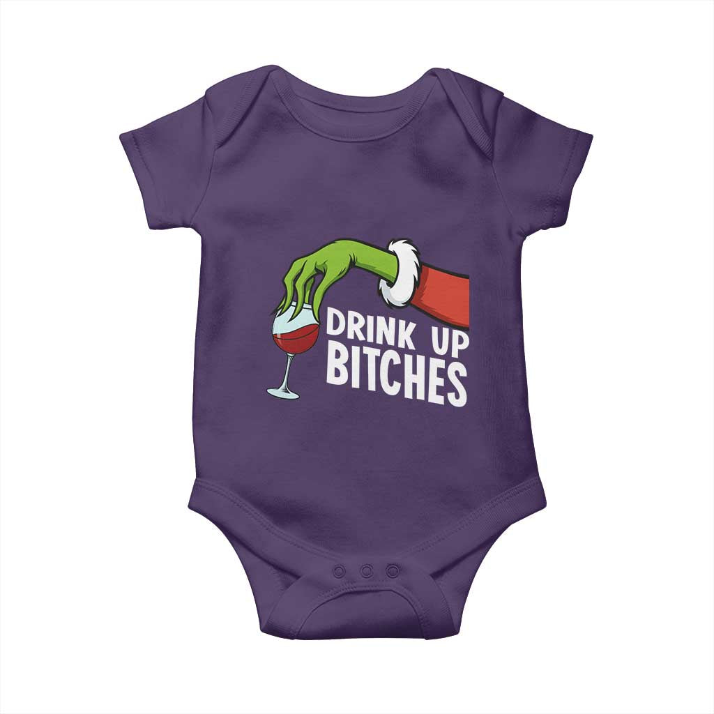 Funny Christmas Wine Baby Onesie Drink Up Bitches TS14 Purple Print Your Wear