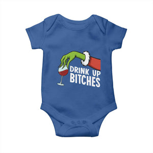 Funny Christmas Wine Baby Onesie Drink Up Bitches TS14 Royal Blue Print Your Wear