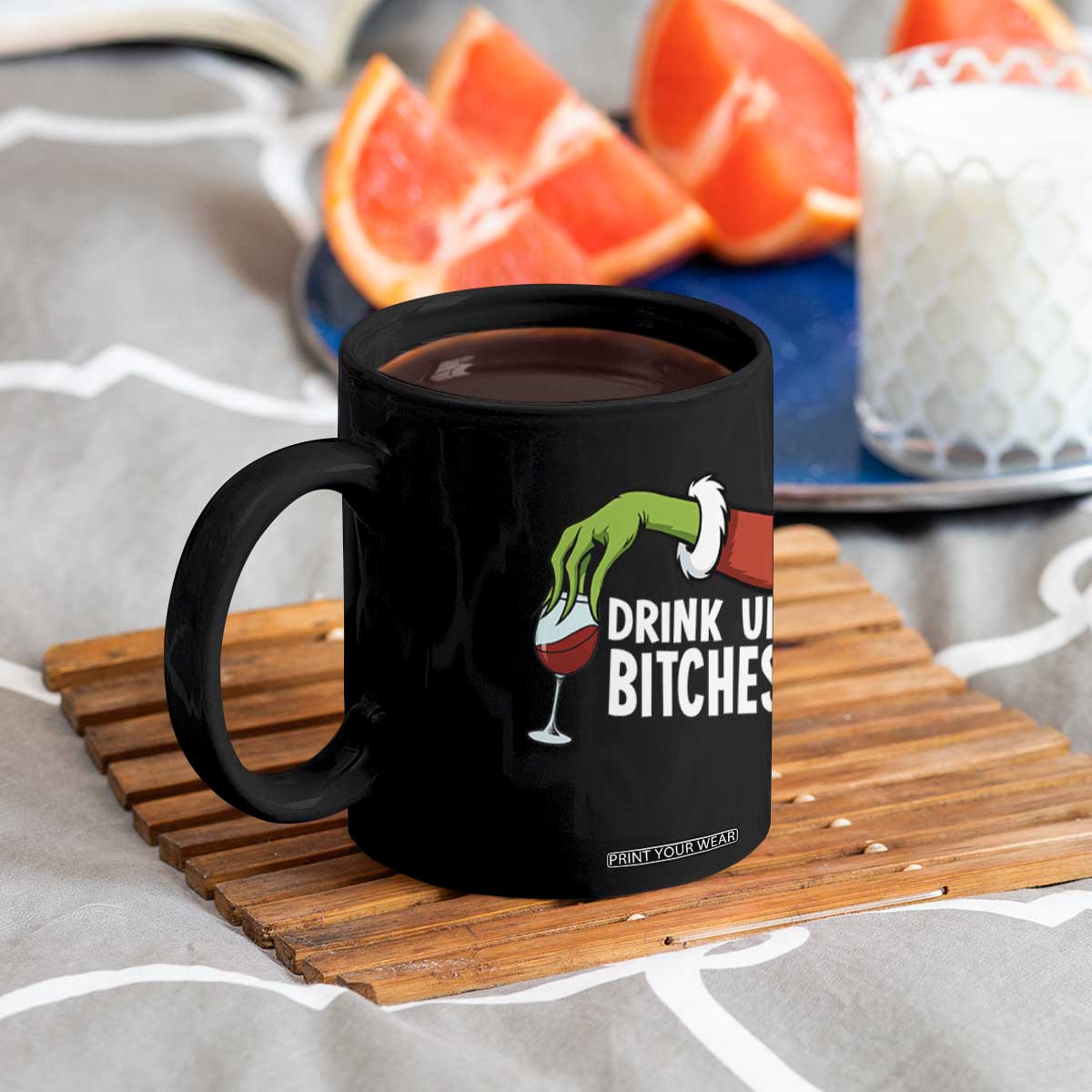 Funny Christmas Wine Coffee Mug Drink Up Bitches TS14 Print Your Wear