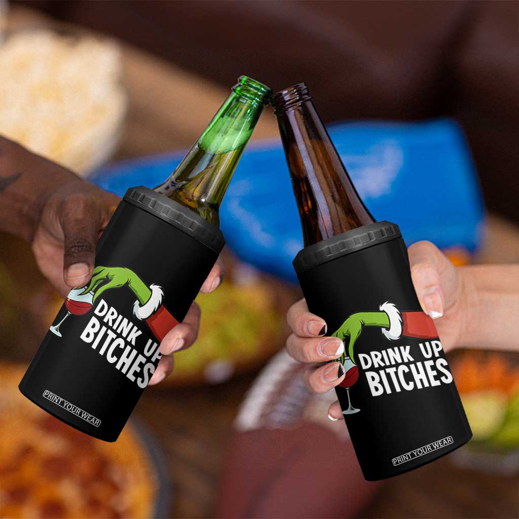 Funny Christmas Wine 4 in 1 Can Cooler Tumbler Drink Up Bitches TS14 Print Your Wear