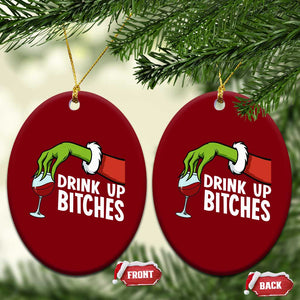 Funny Christmas Wine Ceramic Ornament Drink Up Bitches TS14 Print Your Wear