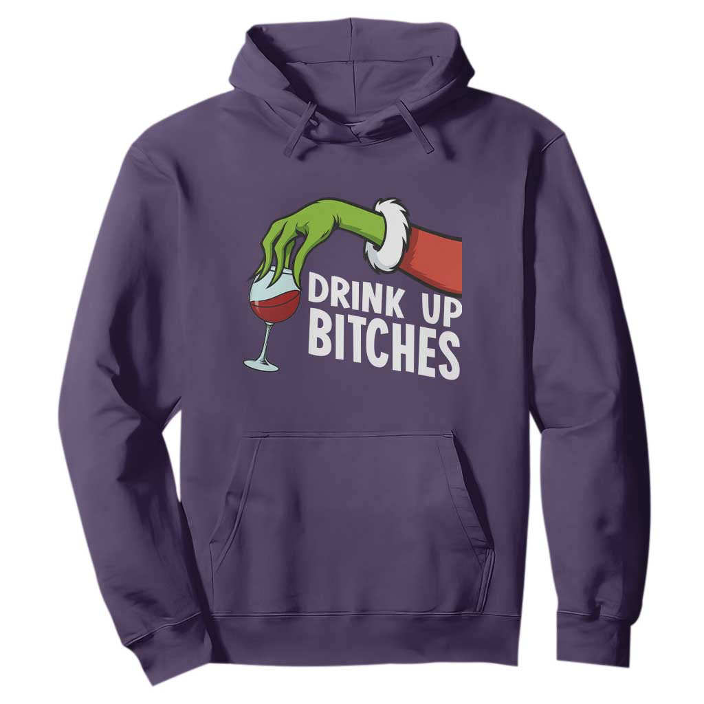Funny Christmas Wine Hoodie Drink Up Bitches TS14 Purple Print Your Wear