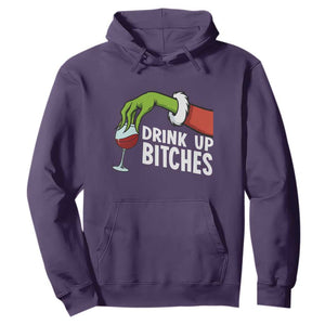 Funny Christmas Wine Hoodie Drink Up Bitches TS14 Purple Print Your Wear