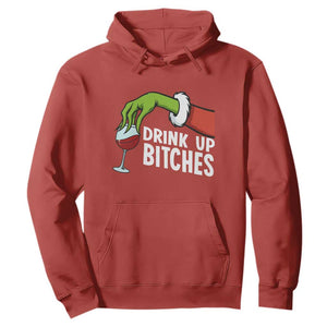 Funny Christmas Wine Hoodie Drink Up Bitches TS14 Red Print Your Wear