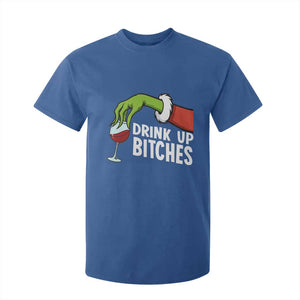 Funny Christmas Wine T Shirt For Kid Drink Up Bitches TS14 Royal Blue Print Your Wear