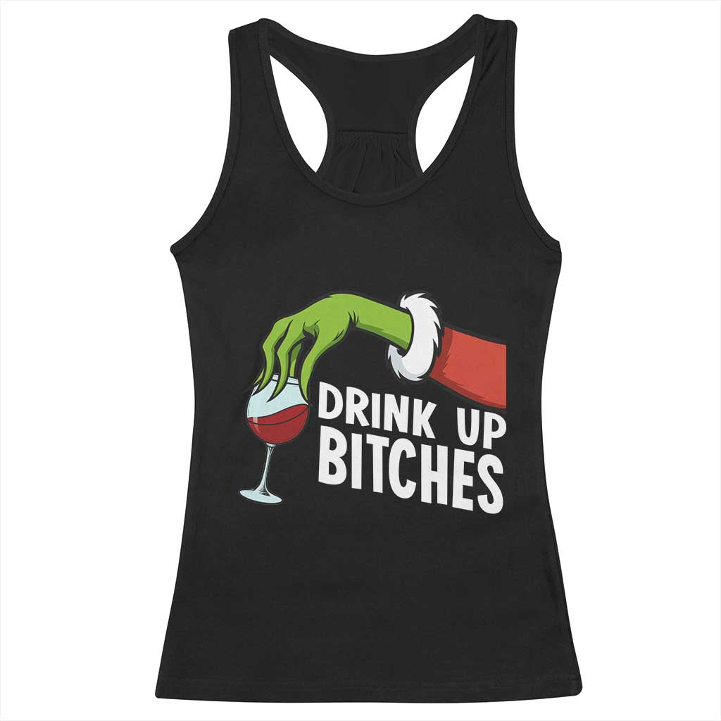 Funny Christmas Wine Racerback Tank Top Drink Up Bitches TS14 Black Print Your Wear