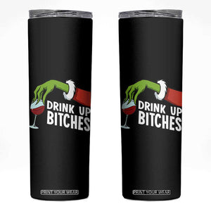 Funny Christmas Wine Skinny Tumbler Drink Up Bitches TS14 Black Print Your Wear