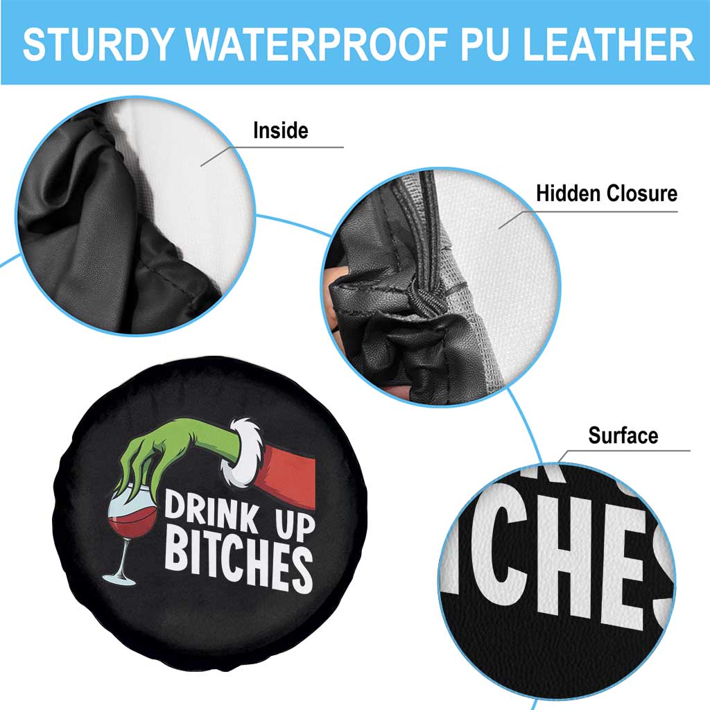 Funny Christmas Wine Spare Tire Cover Drink Up Bitches TS14 Print Your Wear