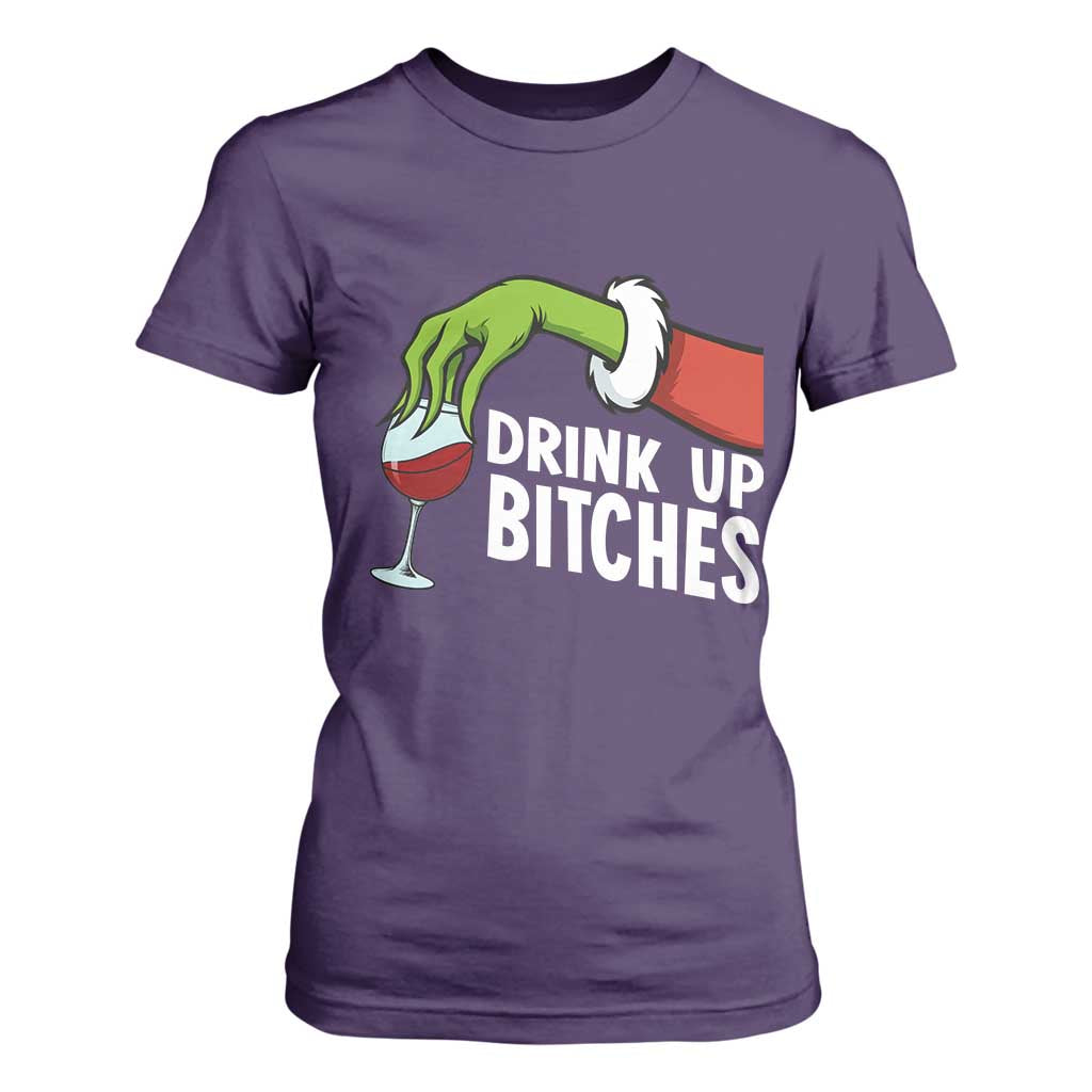 Funny Christmas Wine T Shirt For Women Drink Up Bitches TS14 Purple Print Your Wear