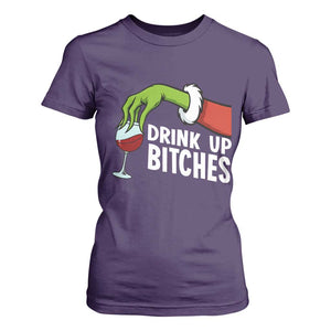 Funny Christmas Wine T Shirt For Women Drink Up Bitches TS14 Purple Print Your Wear