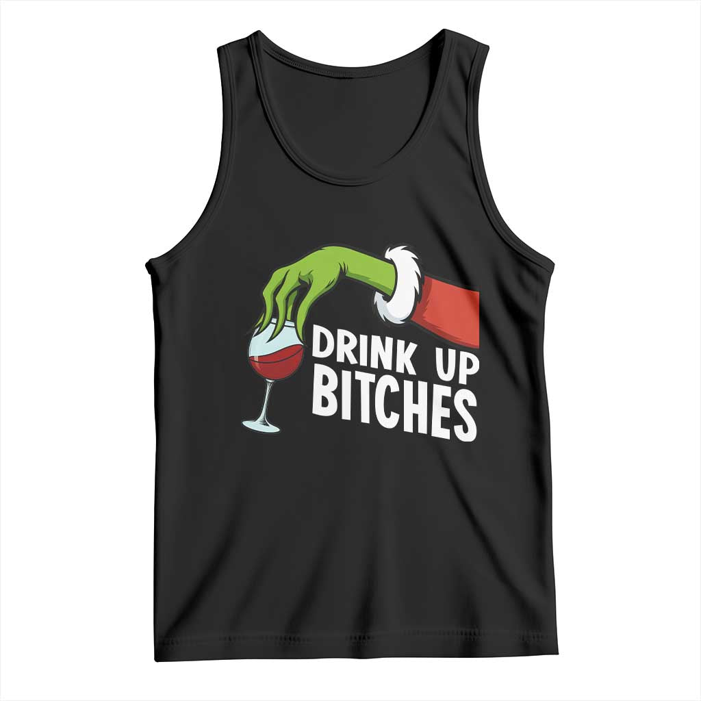 Funny Christmas Wine Tank Top Drink Up Bitches TS14 Black Print Your Wear