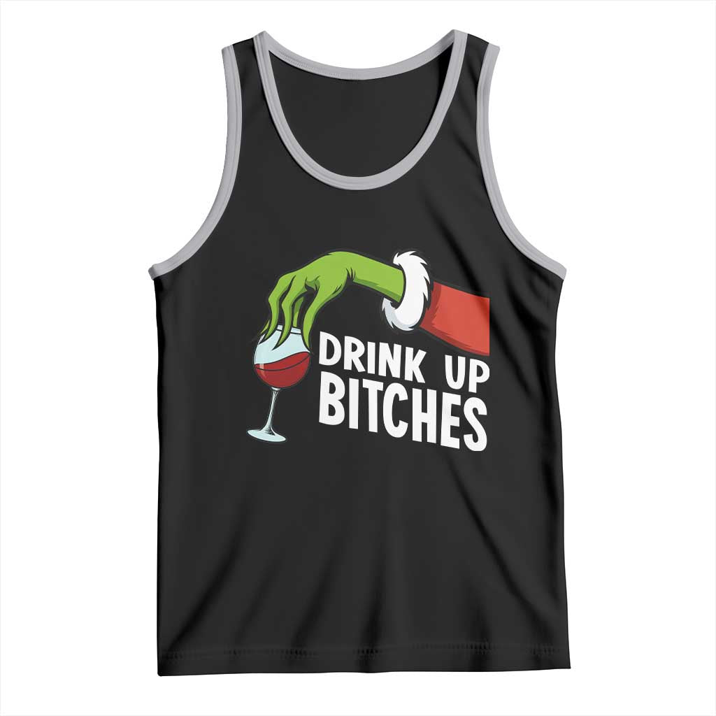 Funny Christmas Wine Tank Top Drink Up Bitches TS14 Black Athletic Heather Print Your Wear