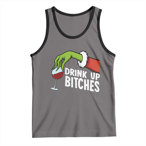 Funny Christmas Wine Tank Top Drink Up Bitches TS14 Deep Heather Black Print Your Wear