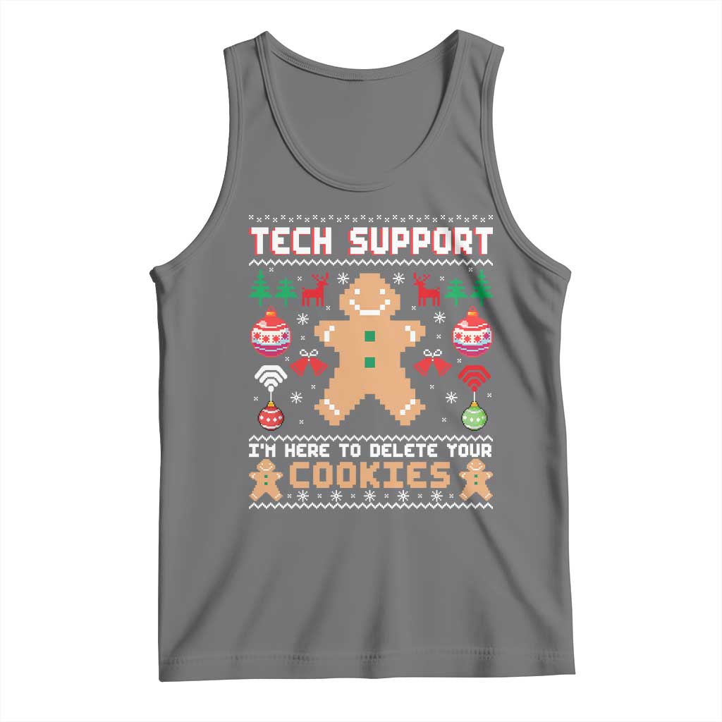 Tech Support Christmas Tank Top I Am Here To Delete Your Cookies TS14 Black Heather Print Your Wear