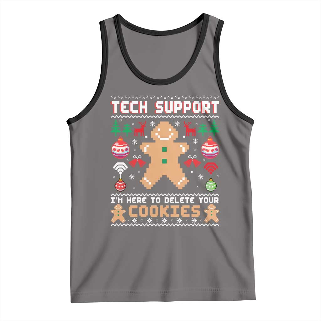 Tech Support Christmas Tank Top I Am Here To Delete Your Cookies TS14 Deep Heather Black Print Your Wear