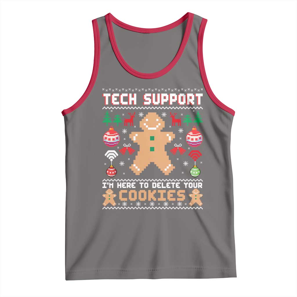 Tech Support Christmas Tank Top I Am Here To Delete Your Cookies TS14 Deep Heather Red Print Your Wear