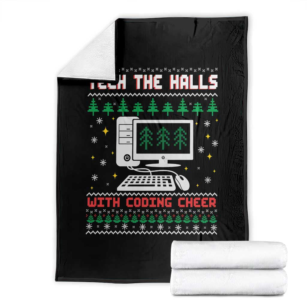 Tech Support Christmas Throw Blanket Tech The Halls With Cooking Cheer TS14 Black Print Your Wear