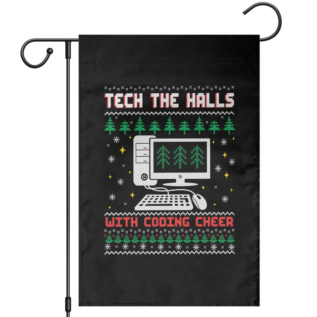 Tech Support Christmas Garden Flag Tech The Halls With Cooking Cheer TS14 Black Print Your Wear