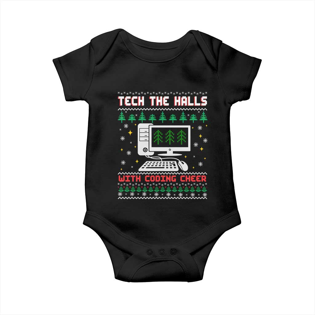 Tech Support Christmas Baby Onesie Tech The Halls With Cooking Cheer TS14 Black Print Your Wear