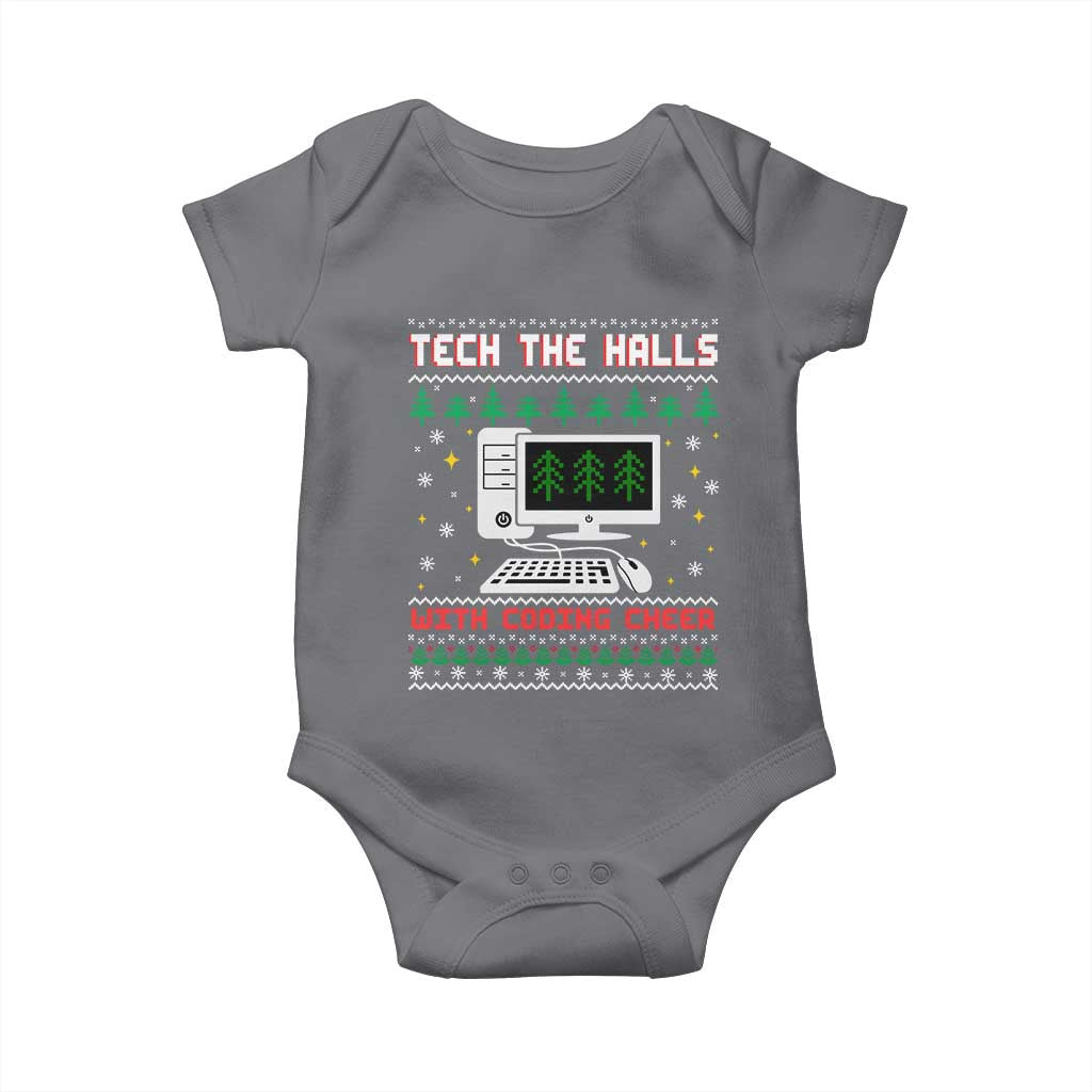 Tech Support Christmas Baby Onesie Tech The Halls With Cooking Cheer TS14 Charcoal Print Your Wear