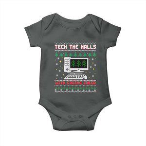 Tech Support Christmas Baby Onesie Tech The Halls With Cooking Cheer TS14 Dark Heather Print Your Wear