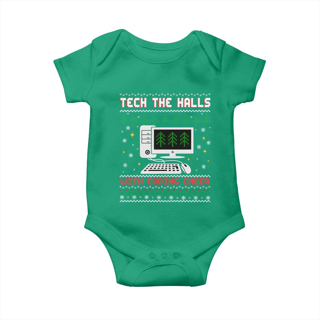 Tech Support Christmas Baby Onesie Tech The Halls With Cooking Cheer TS14 Irish Green Print Your Wear