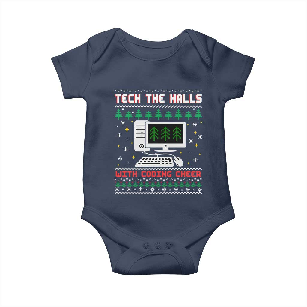 Tech Support Christmas Baby Onesie Tech The Halls With Cooking Cheer TS14 Navy Print Your Wear