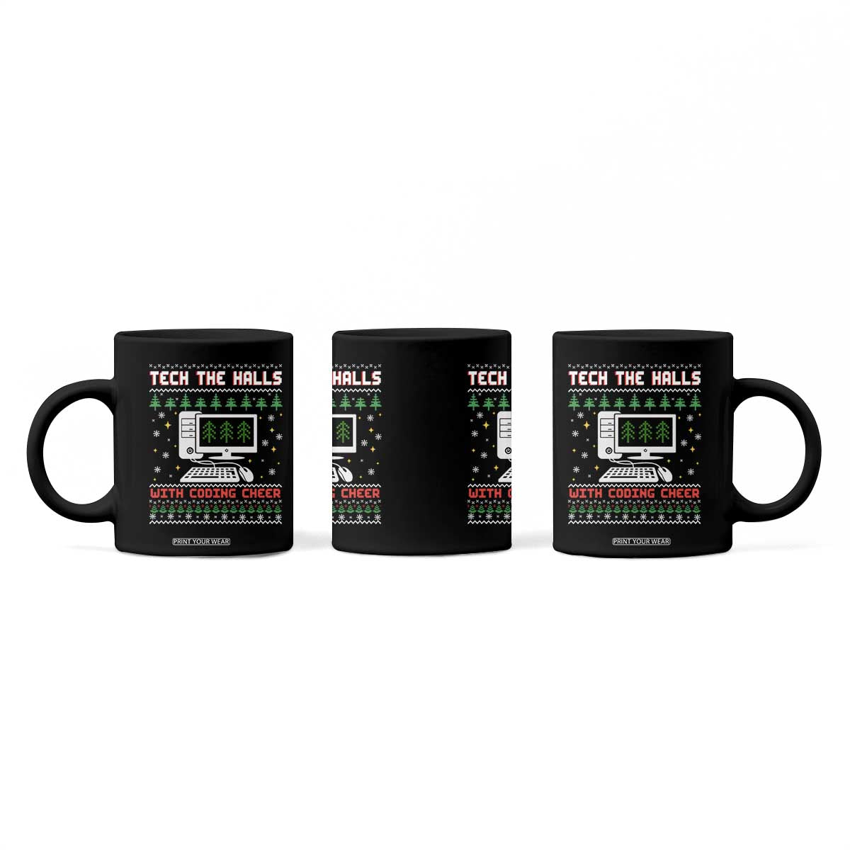 Tech Support Christmas Coffee Mug Tech The Halls With Cooking Cheer TS14 Print Your Wear