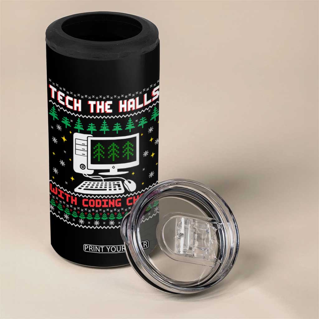 Tech Support Christmas 4 in 1 Can Cooler Tumbler Tech The Halls With Cooking Cheer - Print Your Wear