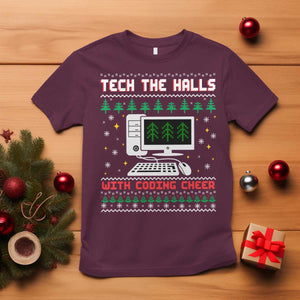 Tech Support Christmas T Shirt Tech The Halls With Cooking Cheer TS14 Maroon Print Your Wear