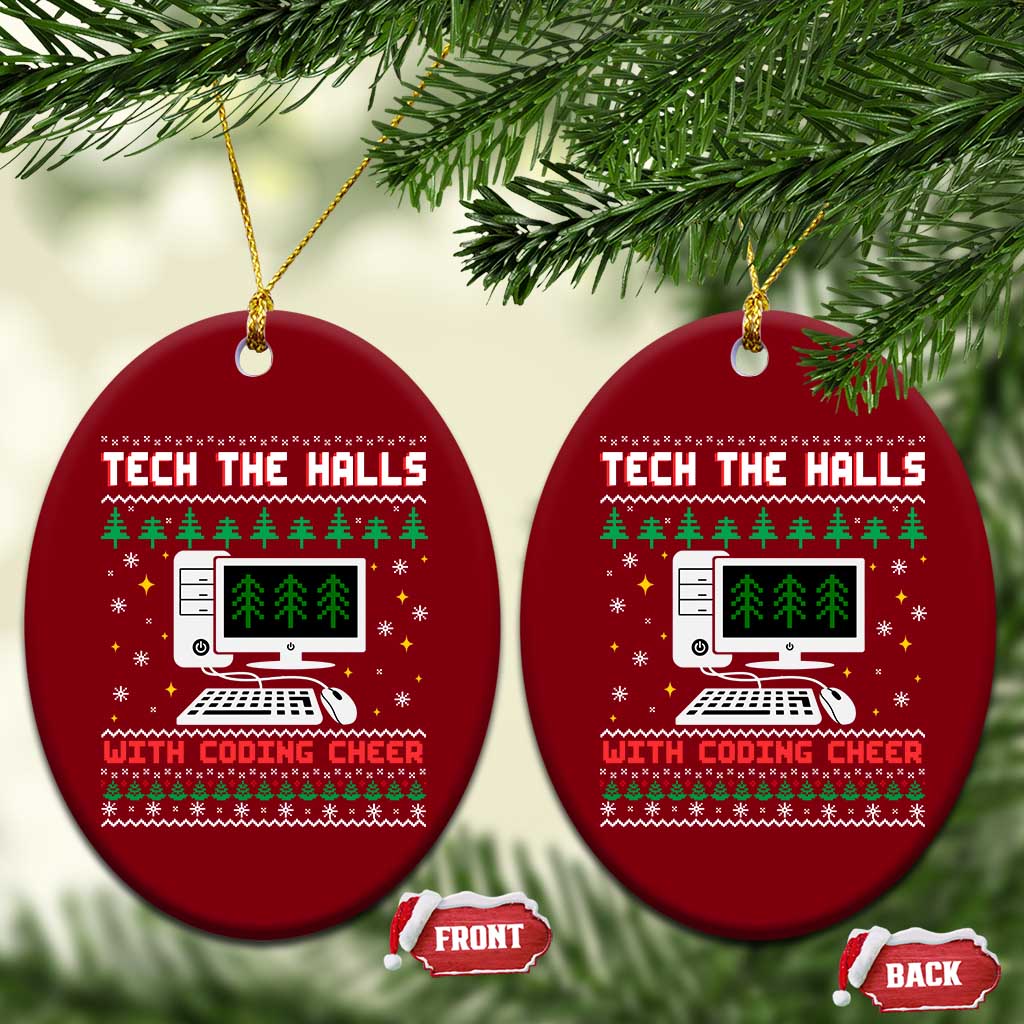 Tech Support Christmas Ceramic Ornament Tech The Halls With Cooking Cheer TS14 Print Your Wear