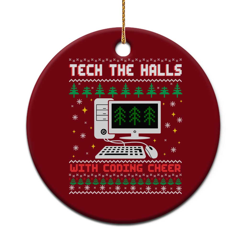 Tech Support Christmas Ceramic Ornament Tech The Halls With Cooking Cheer TS14 1pc Red Print Your Wear
